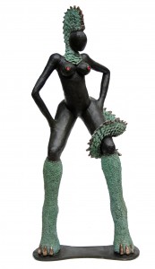 dragon, lady, 2009, bronze, green,small edition, Karin van de Walle